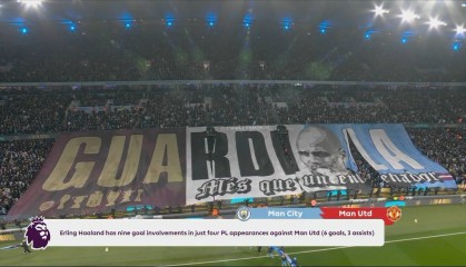 力挺!曼城球迷拉TIFO致敬瓜帅:你不止是一位教练