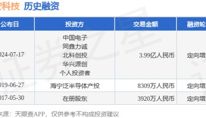 确安科技公布定向增发融资，融资额3.99亿人民币，投资方为中国电子、同鑫力诚等