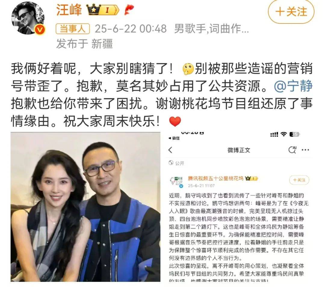 宁静回应与汪峰恋情：我不喜欢他，下次传绯闻找个年轻帅气的行不